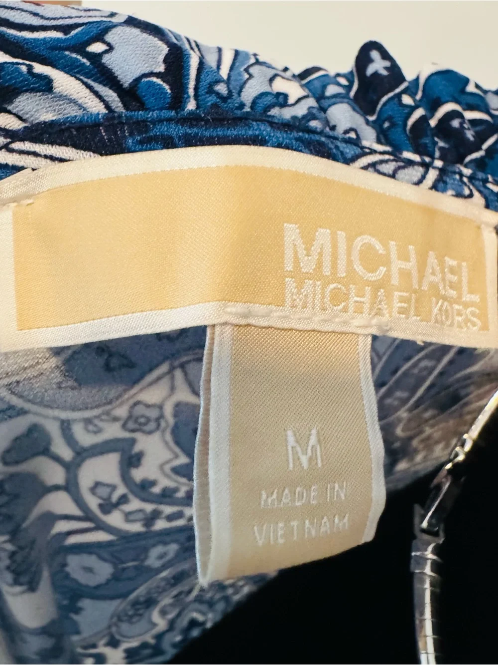 Michael Kors Blue Paisley Sleeveless V-Neck Dress